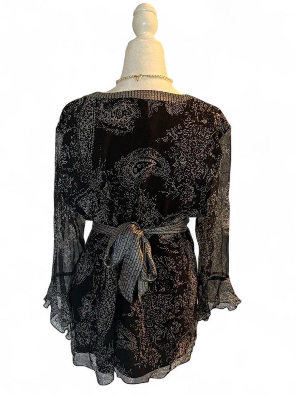 Carol Little Silk Fairy Paisley V-Neck Frilly Blouse - Picture 3 of 4